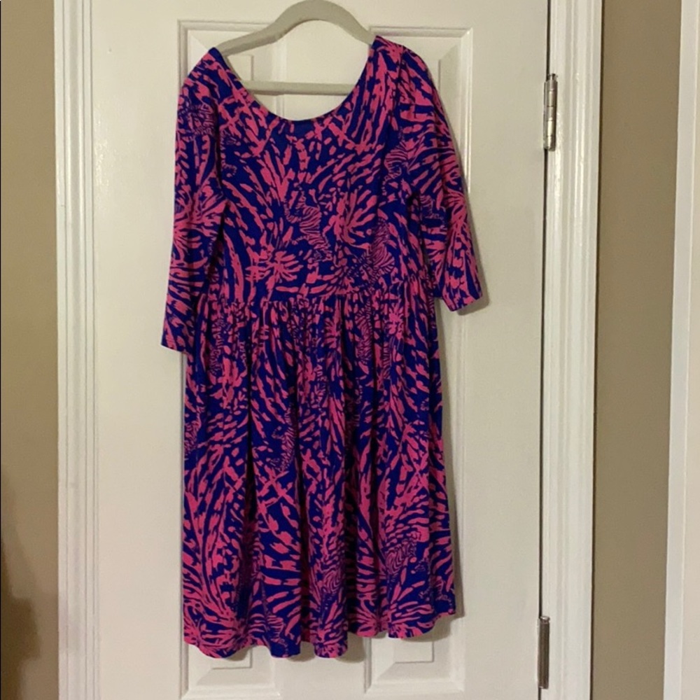 LILLY PULITZER Girls Pink Blue Zebra Dress 12 14